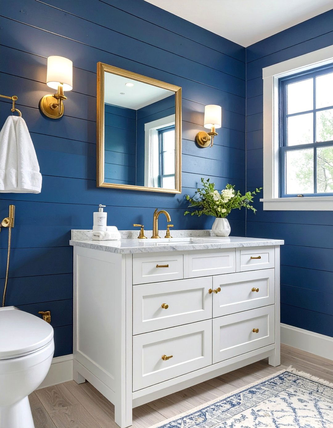 Navy Blue Shiplap Bathroom - 30 blue bathroom ideas