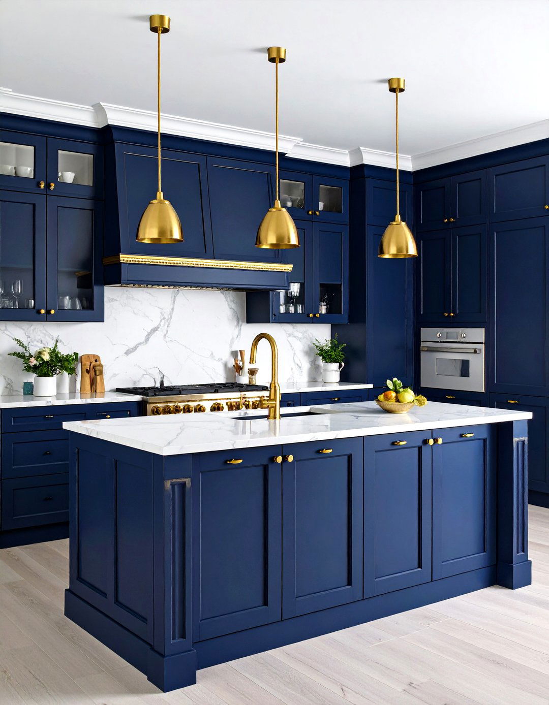Navy Blue and Gold Kitchen - 30 kitchen paint ideas