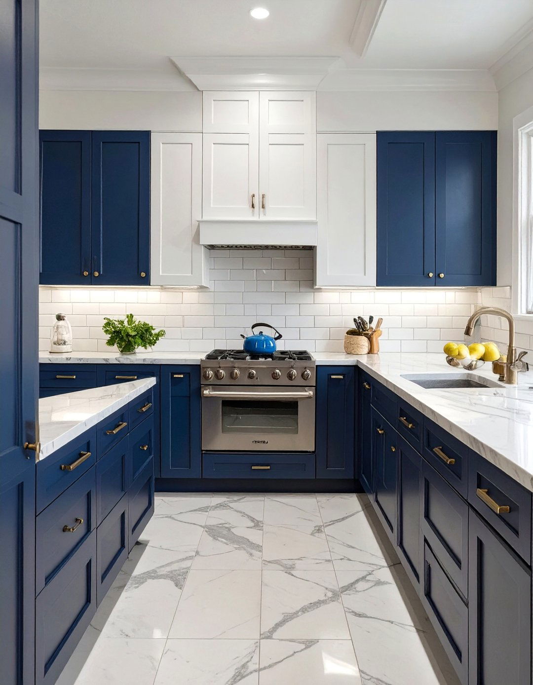 Navy Blue and White Kitchen - 30 blue kitchen ideas