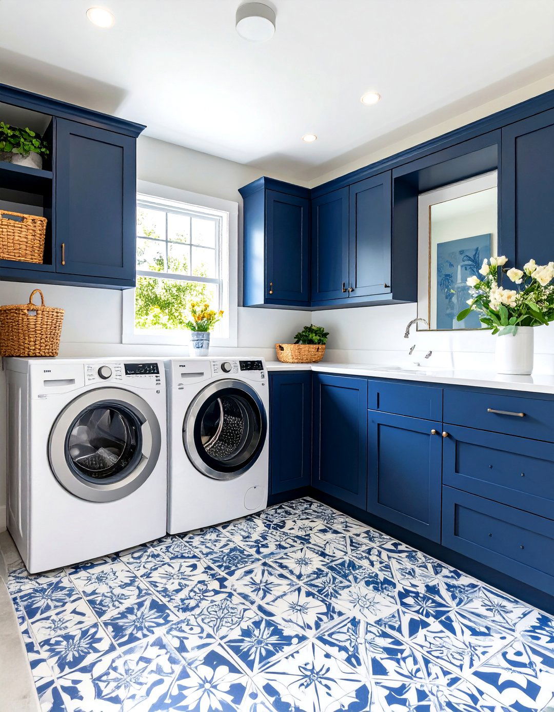Navy Blue and White Laundry Room - 30 laundry room color ideas