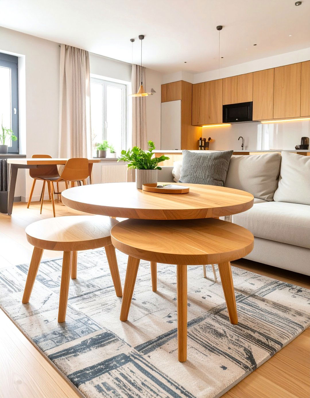 Nesting Coffee and Side Tables - 30 very small open plan kitchen living room ideas