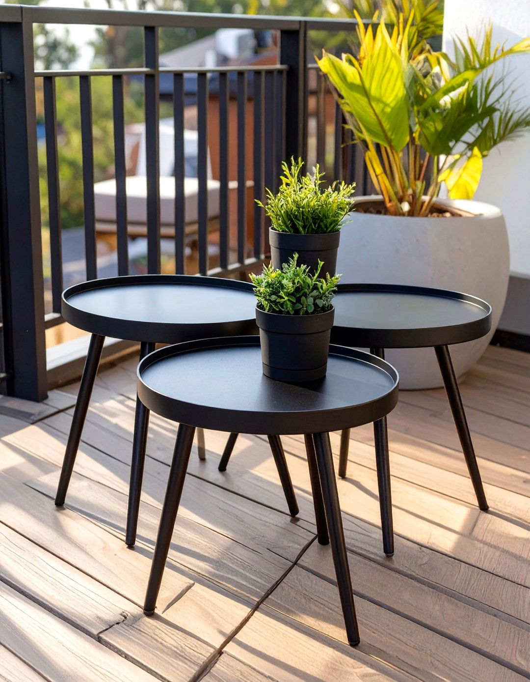 Nesting Side Tables - 30 small deck decorating ideas