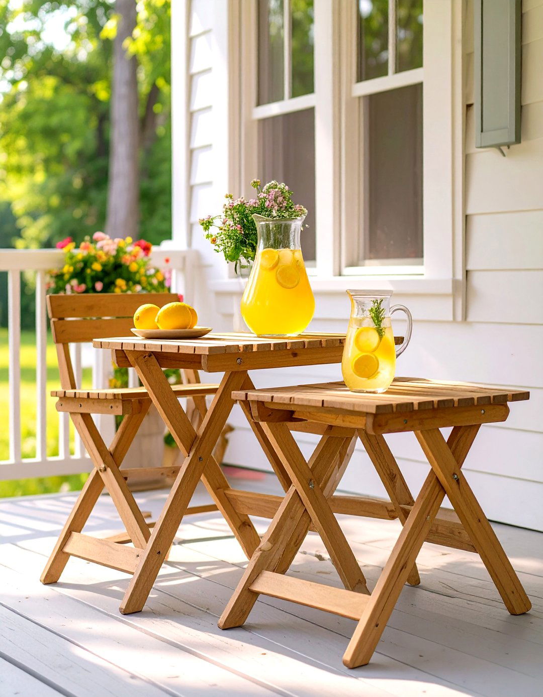 Nesting Tables for Flexible Small Porch Use - 30 small back porch ideas