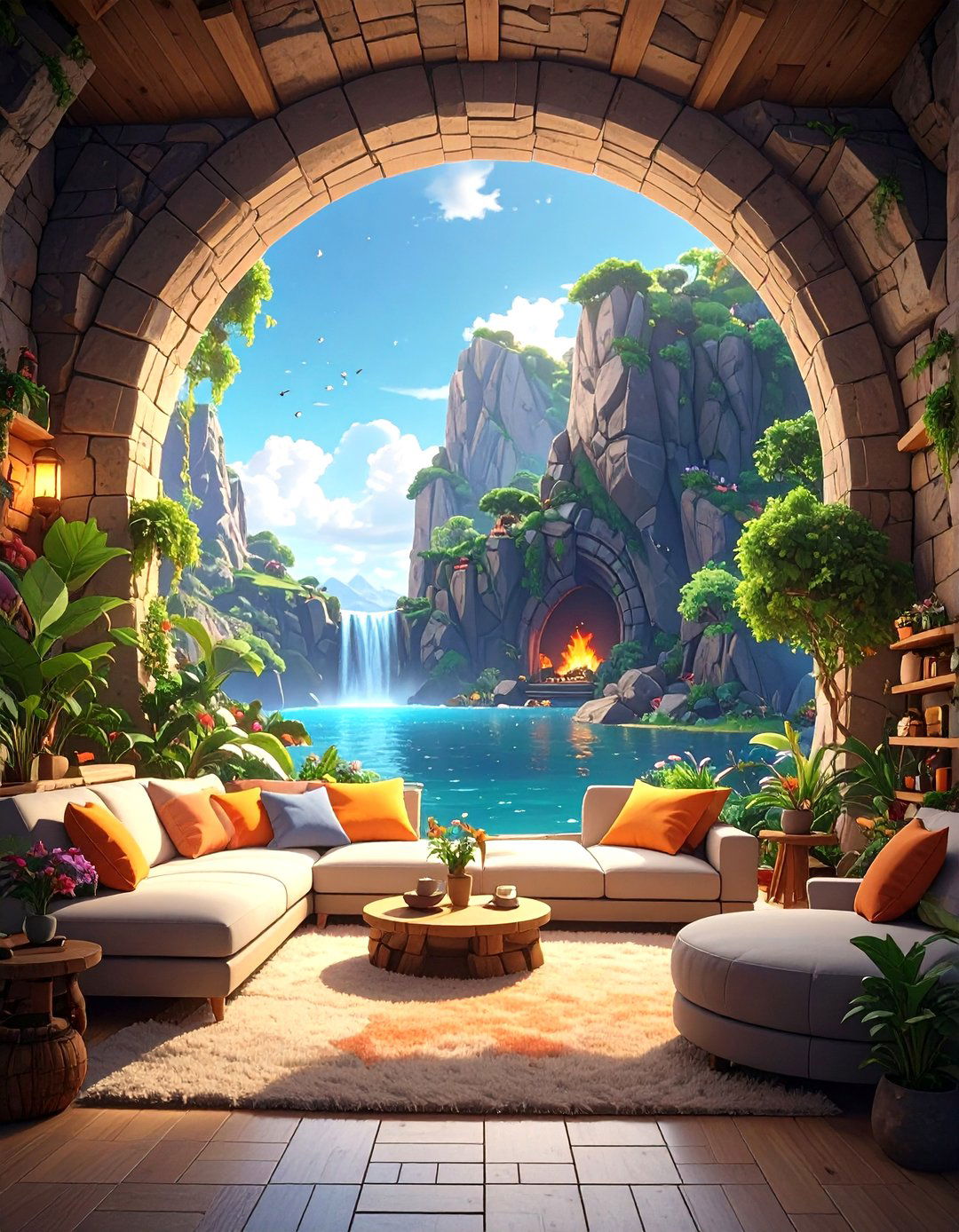 Nether Portal Room Lounge - 30 minecraft living room ideas