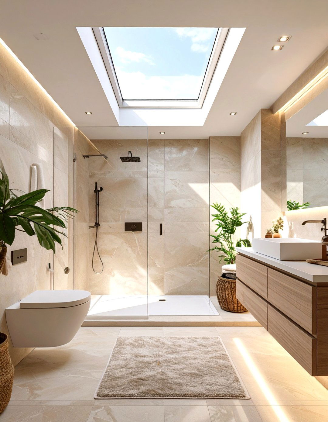 Neutral Bathroom with a Skylight - 30 neutral bathroom ideas