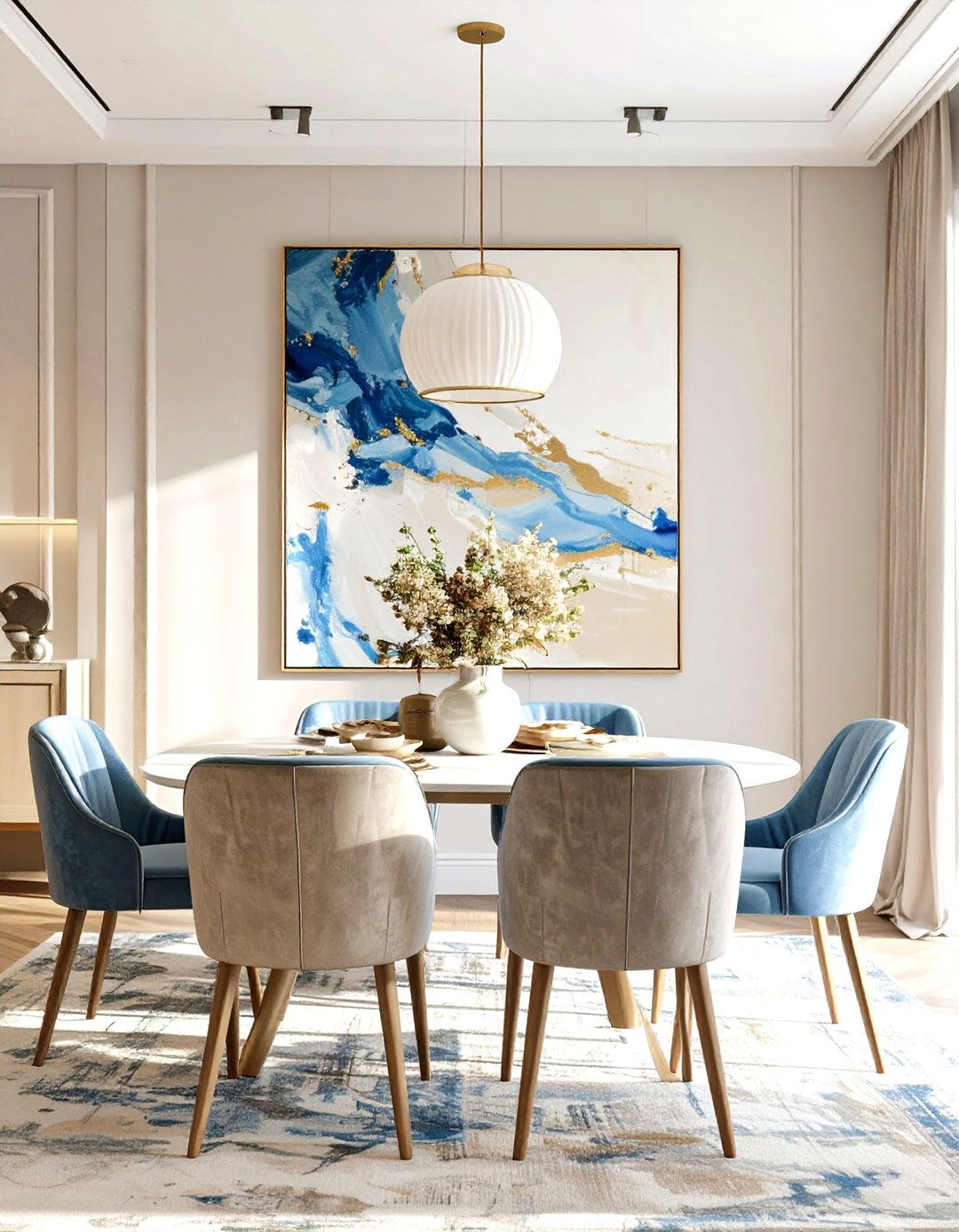 Neutral Color Palette with a Single Accent - 30 simple dining room ideas