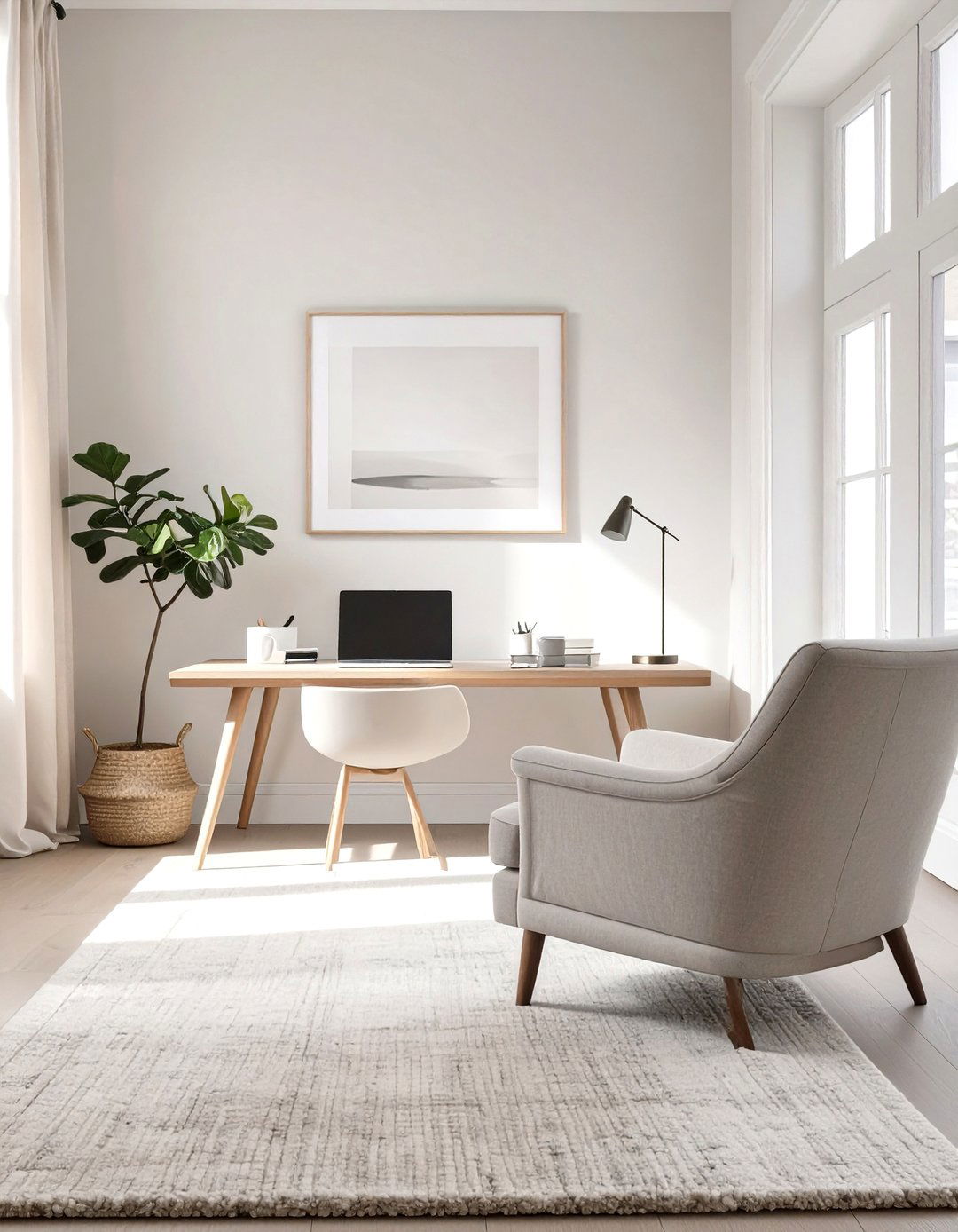 Neutral Palette Serene Office Study - 30 office study room ideas