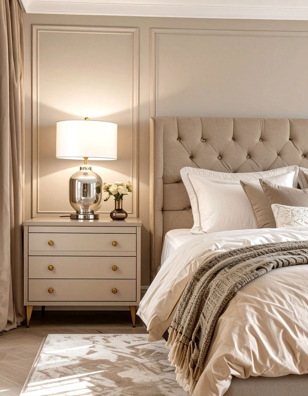 Neutral Palette and Metallic Accents Bedroom - 30 opposition in interior design ideas