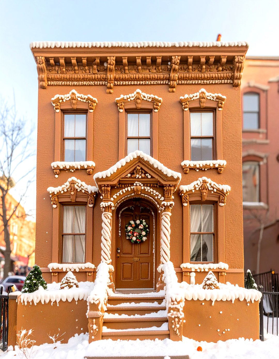New York Brownstone Gingerbread House - 30 gingerbread house design ideas