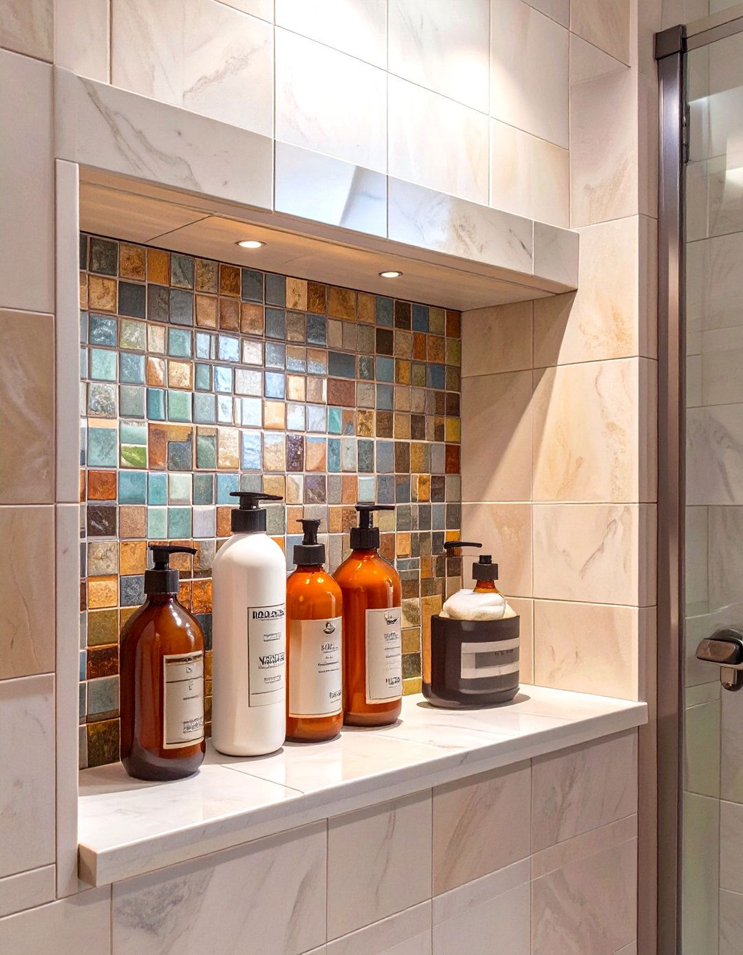 Niche Shelving in Showers and Walls - 30 small modern bathroom ideas