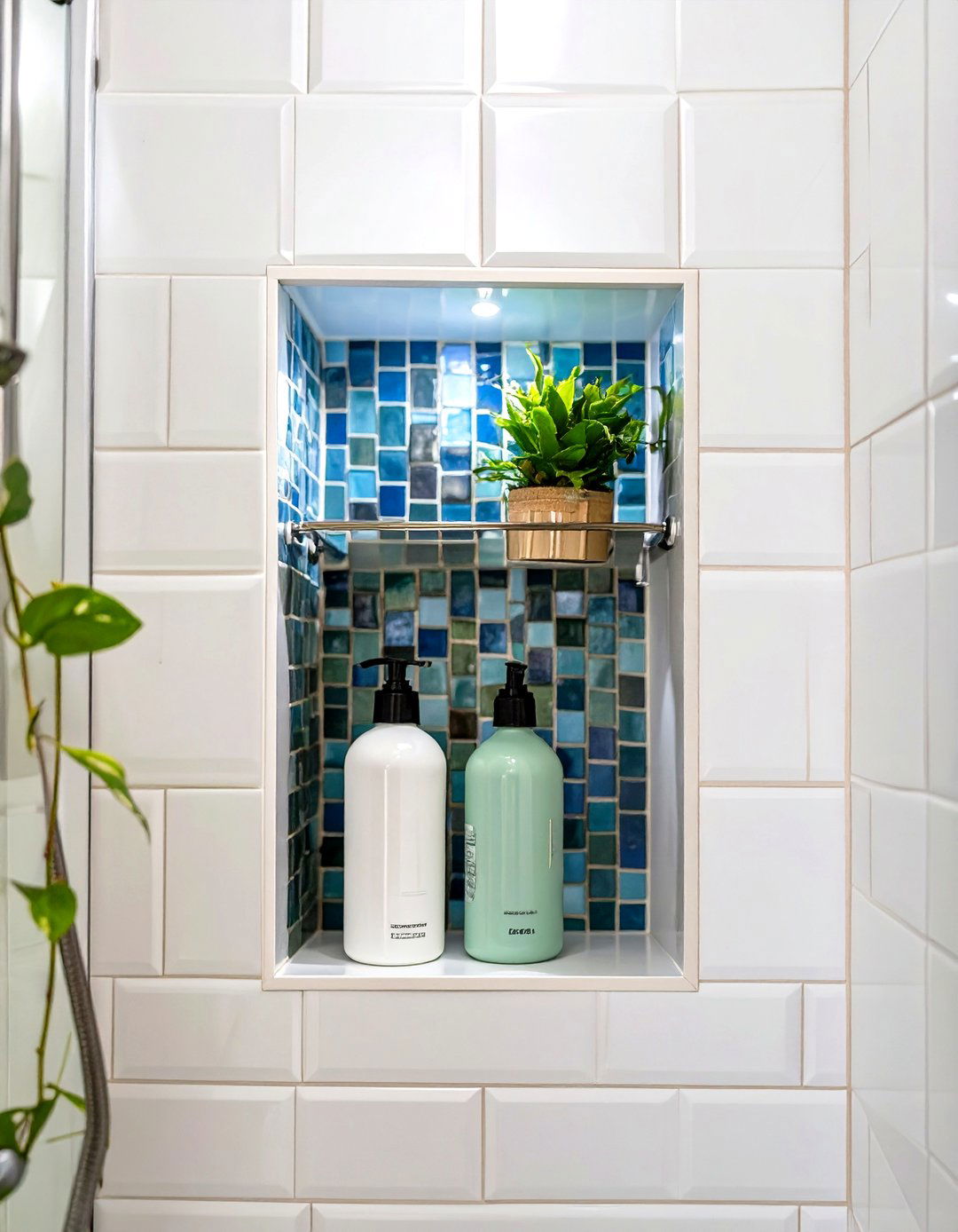 Niche Shelving in the Shower Wall - 30 small bathroom inspo ideas