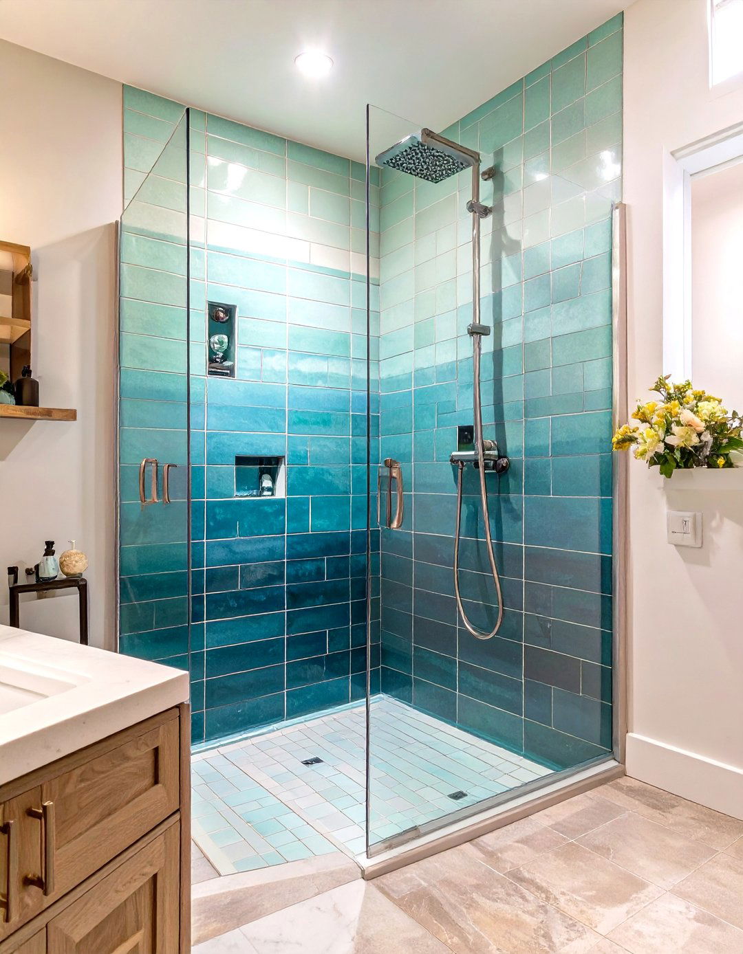 Ocean Depth Bathroom Tiles - 30 gradation in interior design ideas