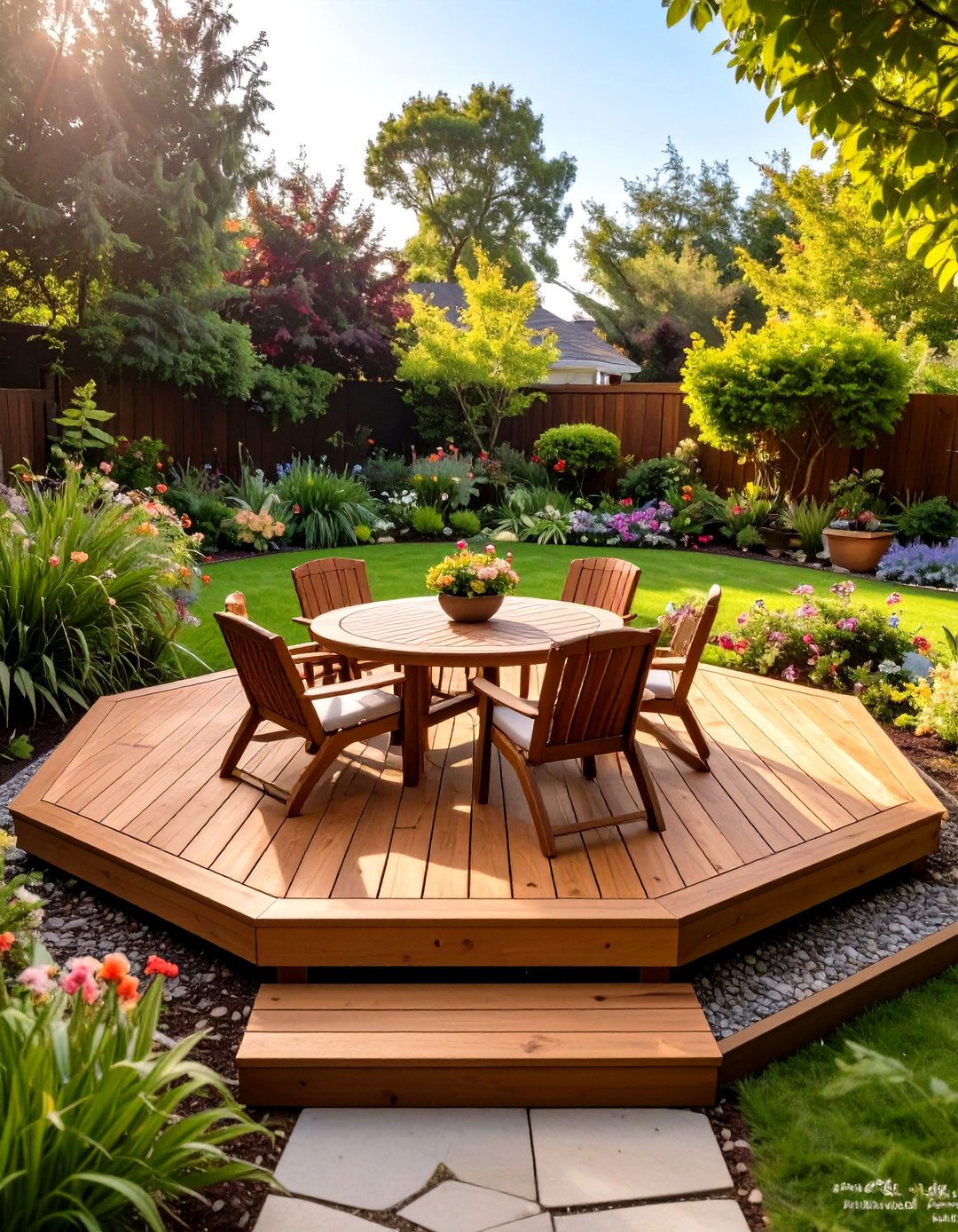 Octagon Shaped Wooden Deck - 30 wooden deck ideas