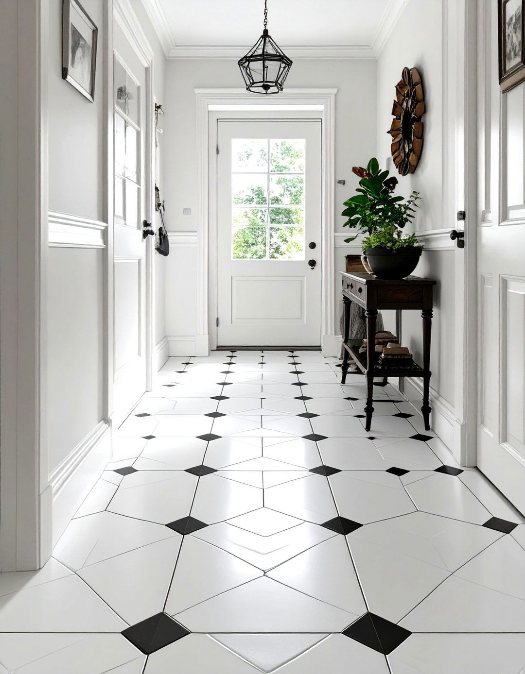 Octagon and Dot Tile Floor - 30 small entryway tile floor ideas