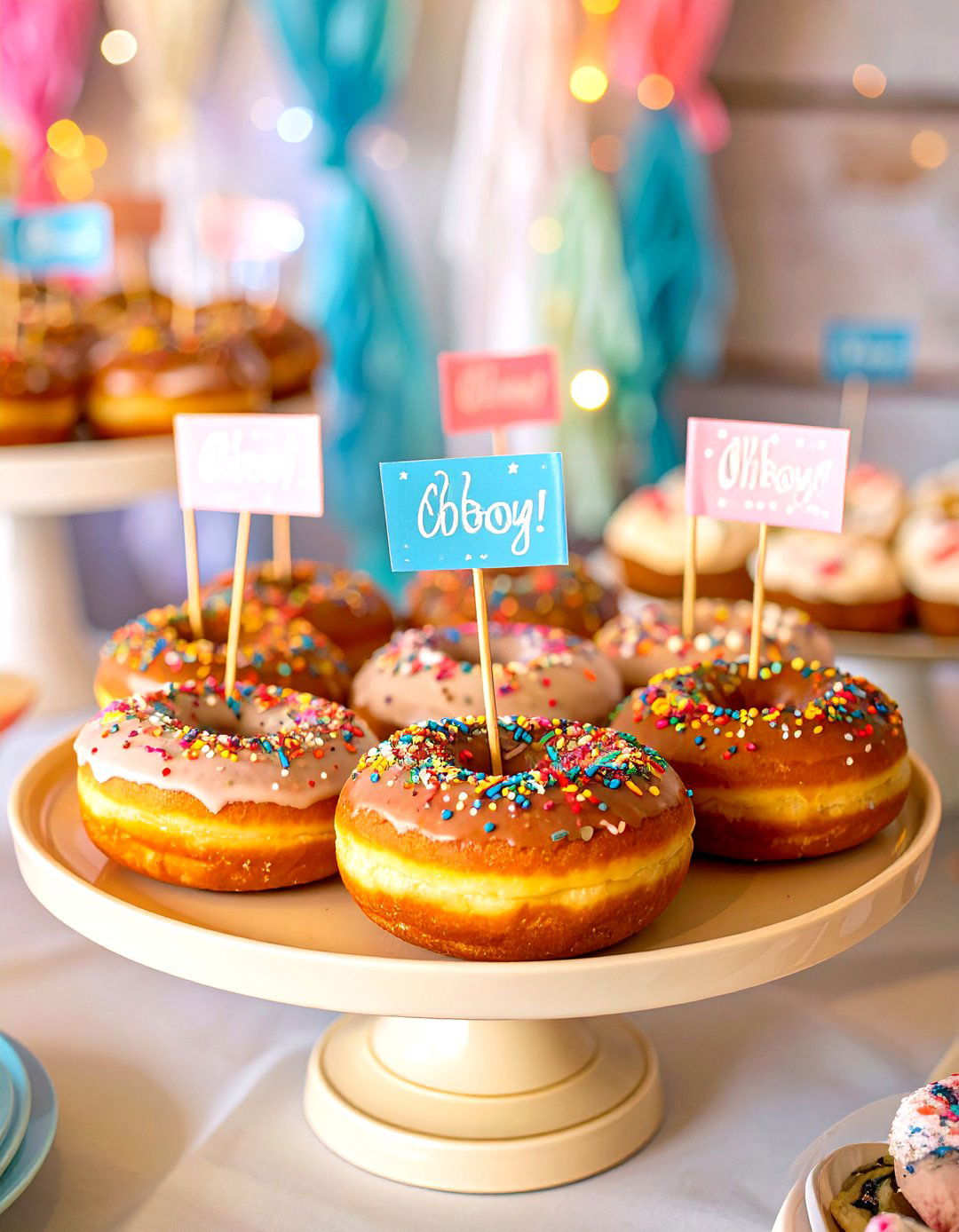 Oh Boy! or Oh Girl! Donut Toppers - 30 sprinkle baby shower ideas