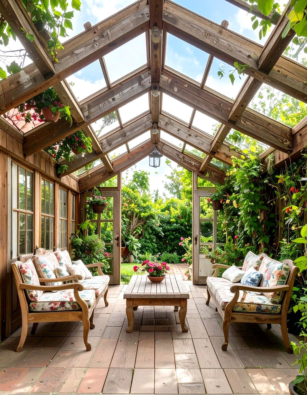 Old Door and Window Frame Roof - 30 cheap patio roof ideas