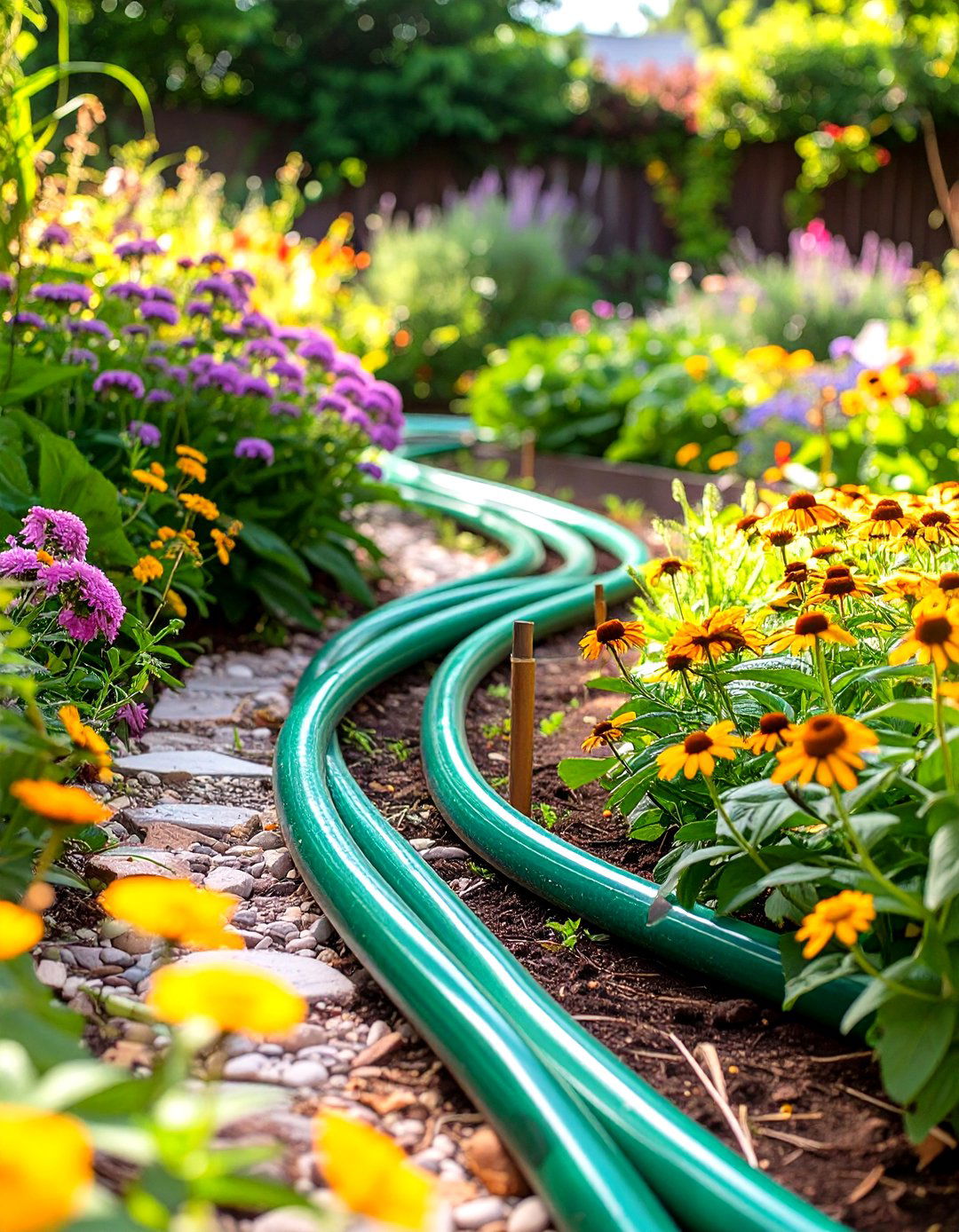 Old Hose Garden Border - 30 cheap creative garden edging ideas