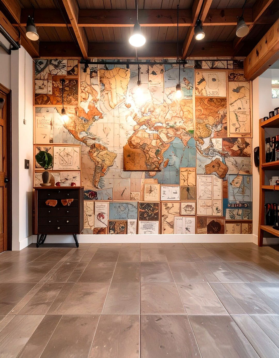 Old Road Map Wallpaper - 30 cheap garage wall ideas