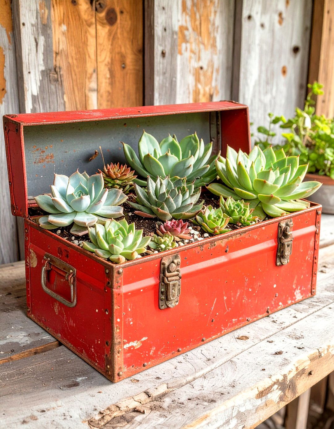 Old Toolbox Succulent Garden - 30 succulent garden ideas