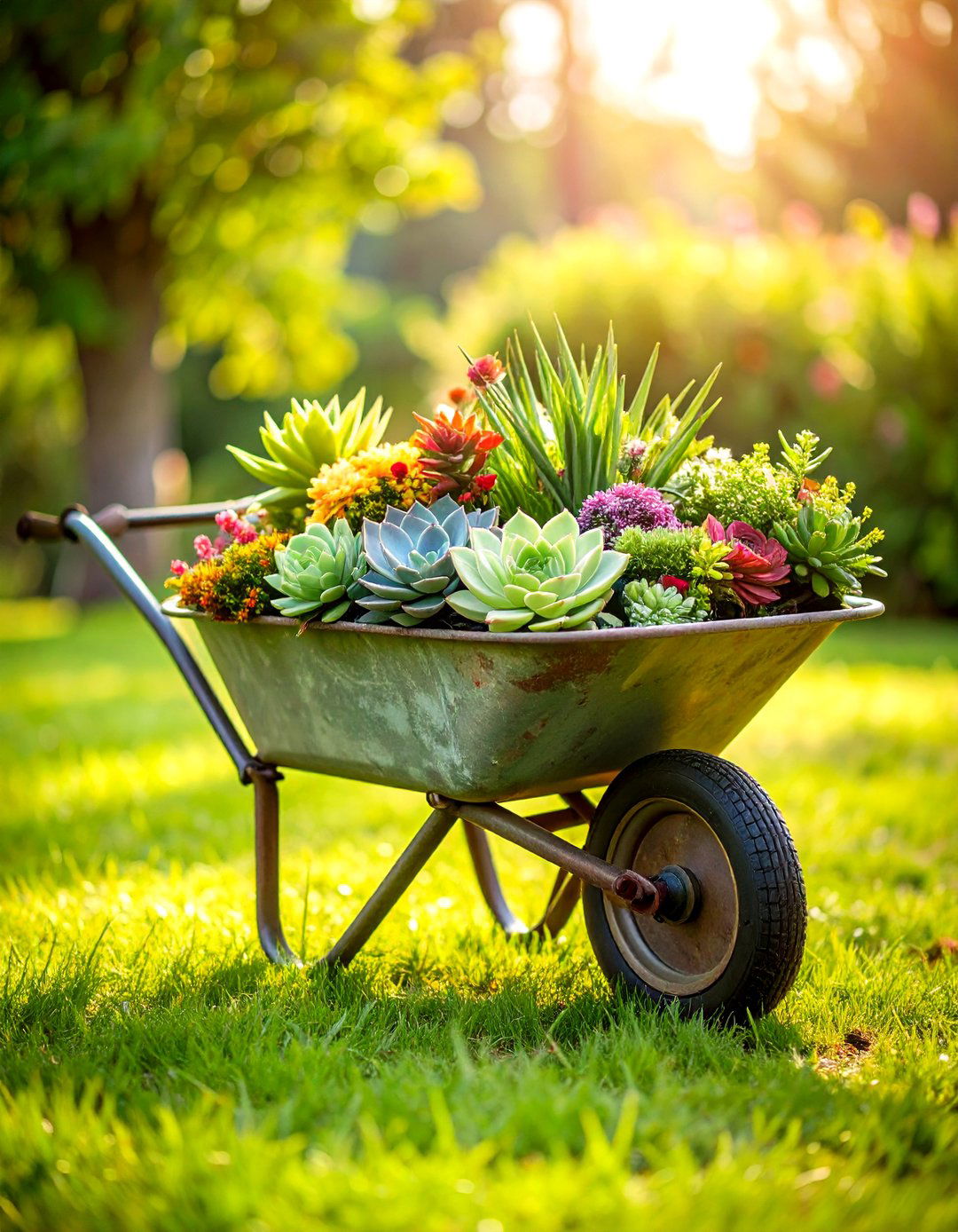 Old Wheelbarrow Succulent Garden - 30 outdoor succulent garden ideas