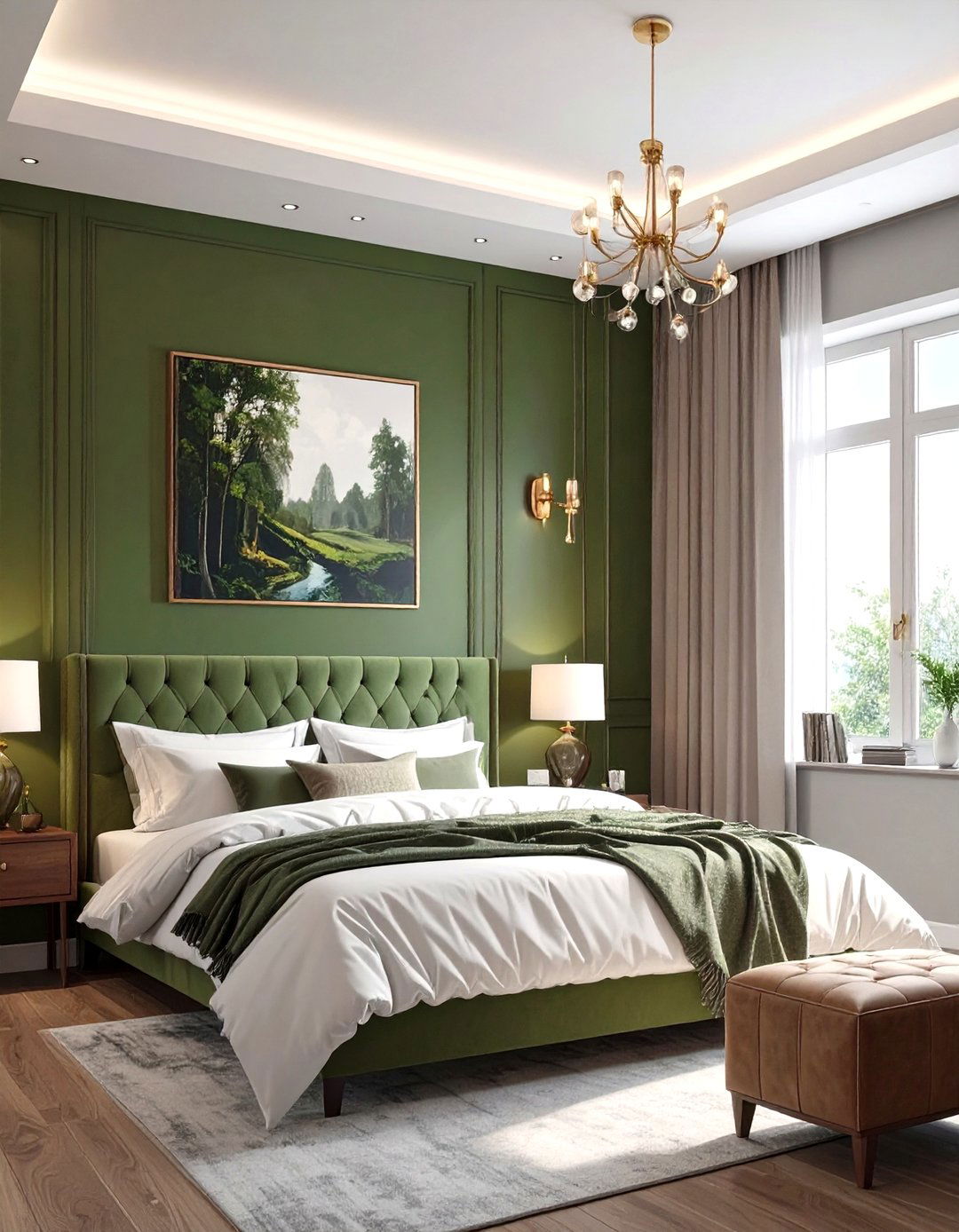 Olive Green Accent Wall Bedroom - 30 olive green bedroom ideas