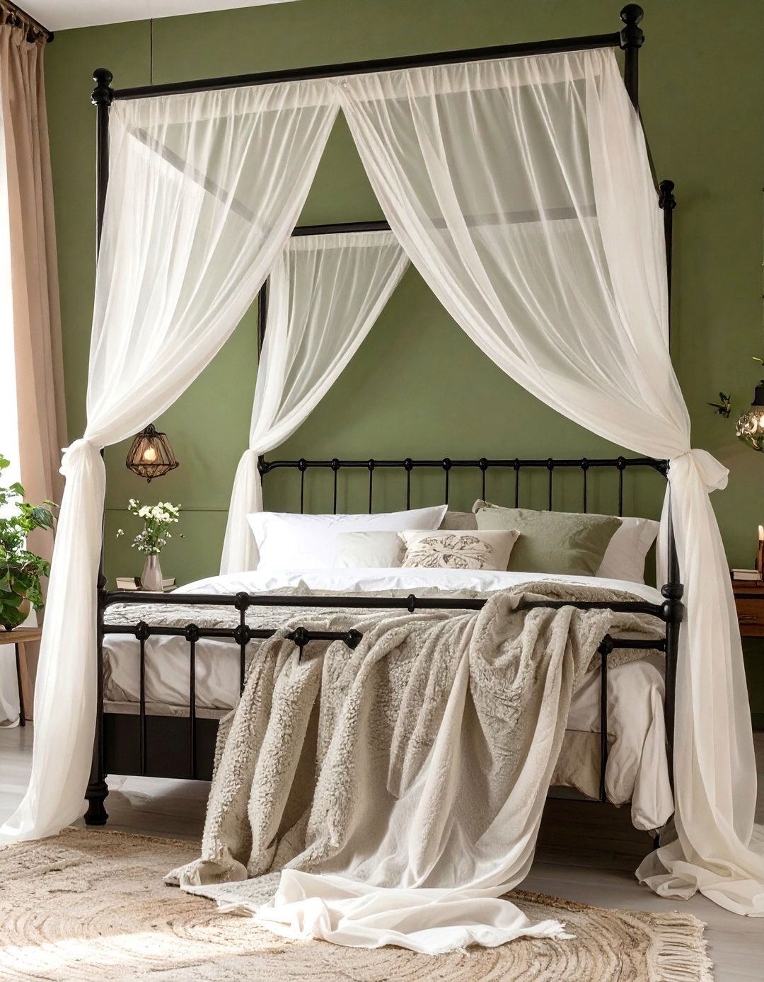 Olive Green Bedroom with a Canopy Bed - 30 olive green bedroom ideas