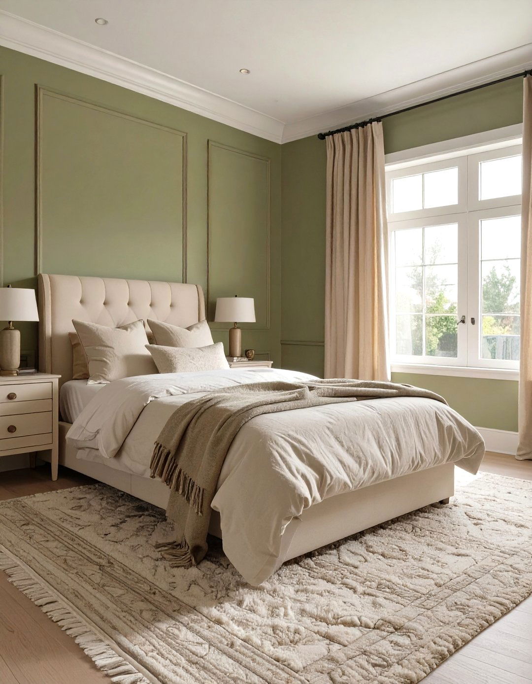 Olive Green and Cream Bedroom Palette - 30 olive green bedroom ideas