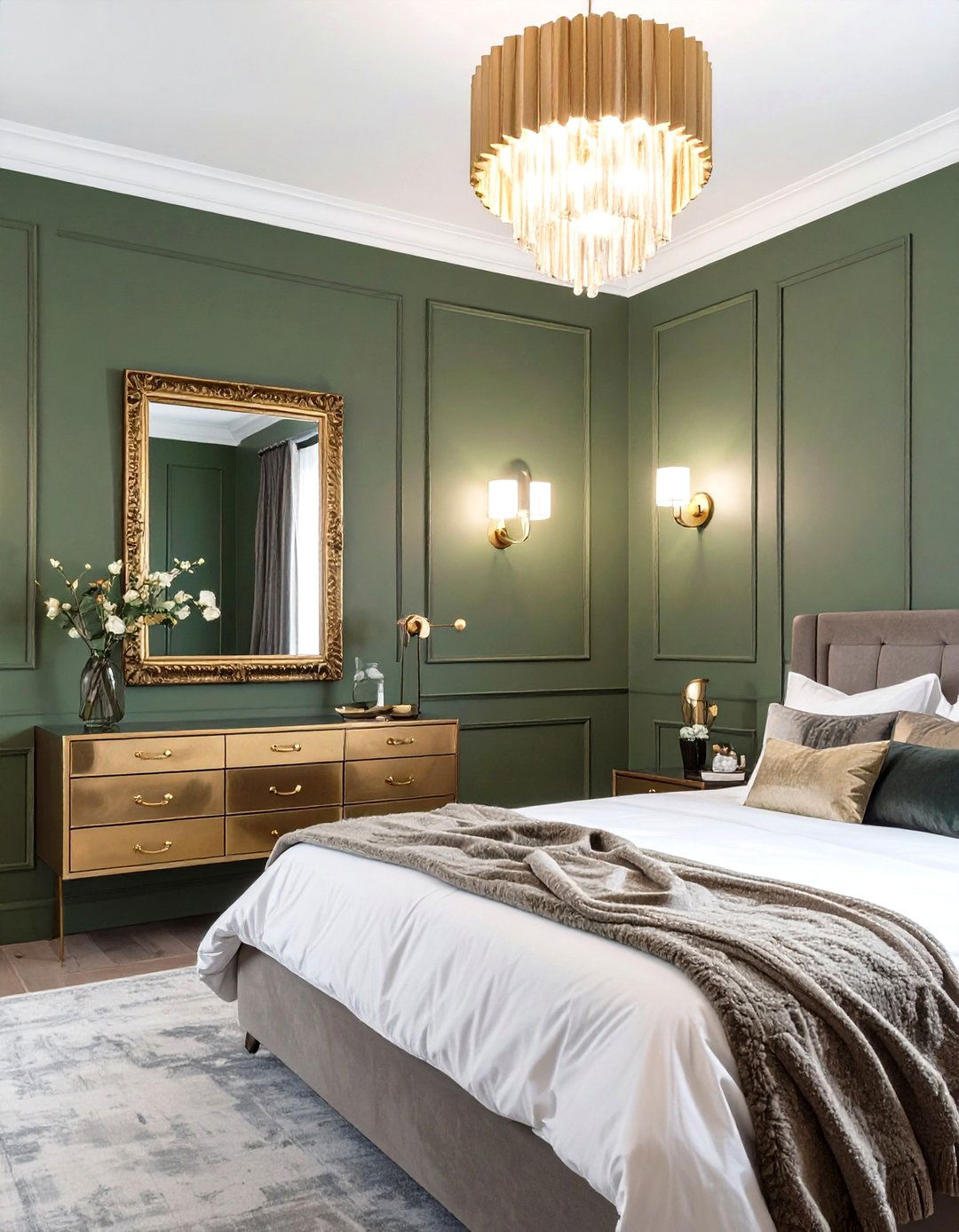Olive Green and Gold Bedroom Accents - 30 olive green bedroom ideas