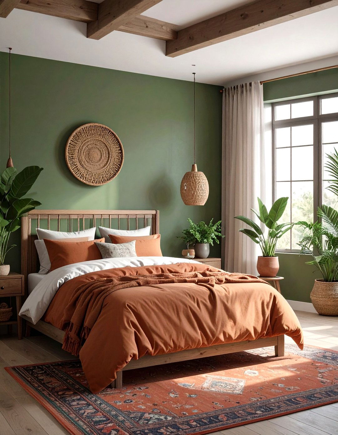 Olive Green and Terracotta Bedroom Warmth - 30 olive green bedroom ideas