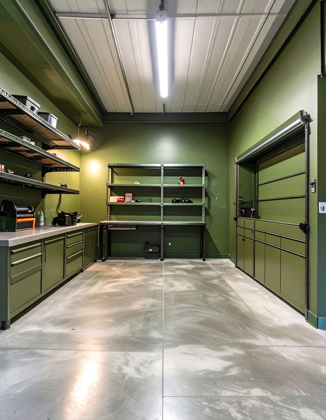 Olive Green for a Utilitarian Look - 30 garage wall paint ideas