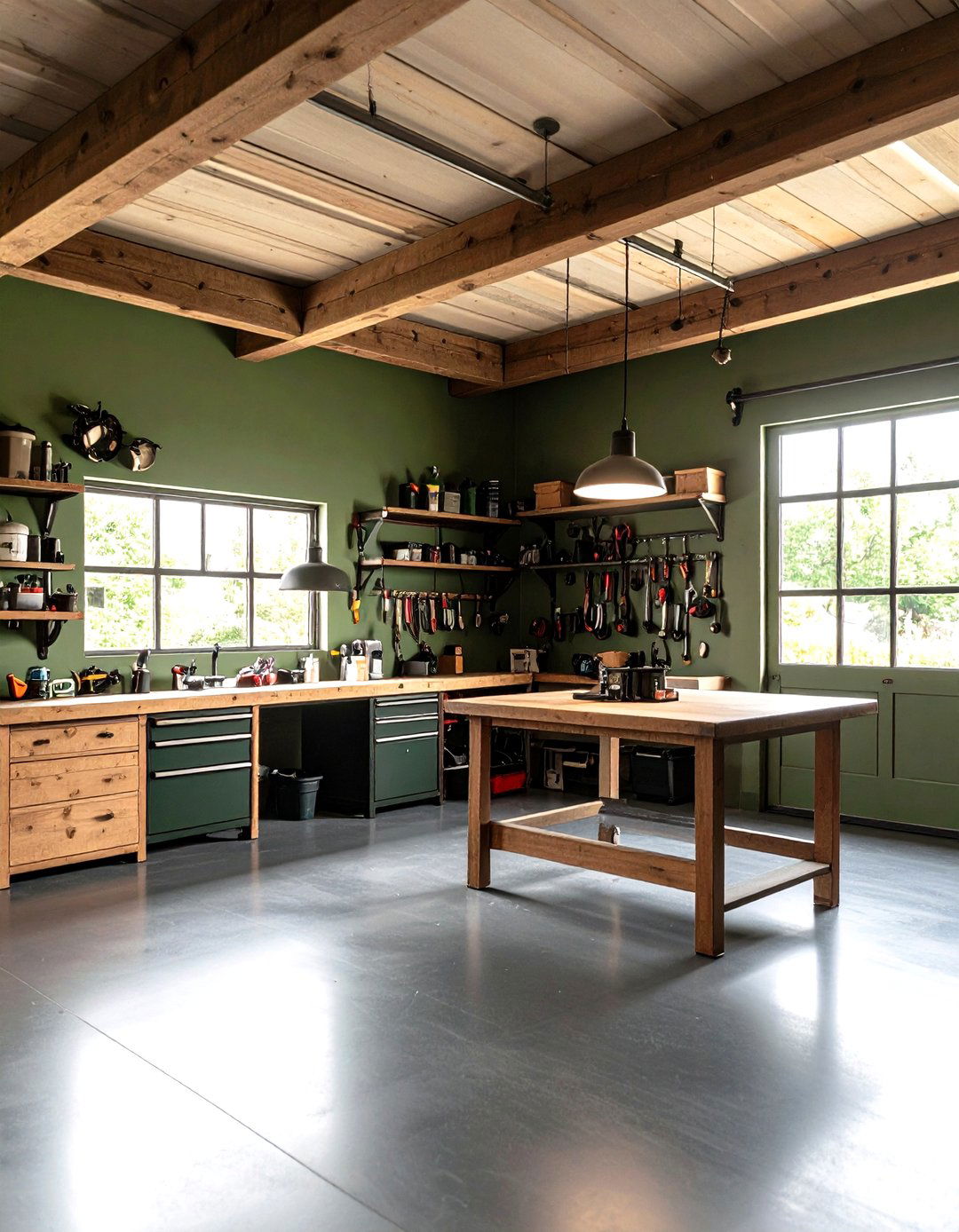 Olive Green for a Utilitarian Vibe - 30 garage paint color ideas