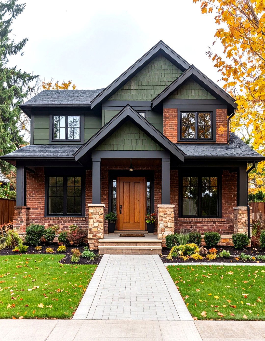 Olive Green for an Organic Vibe - 30 exterior brick paint color ideas