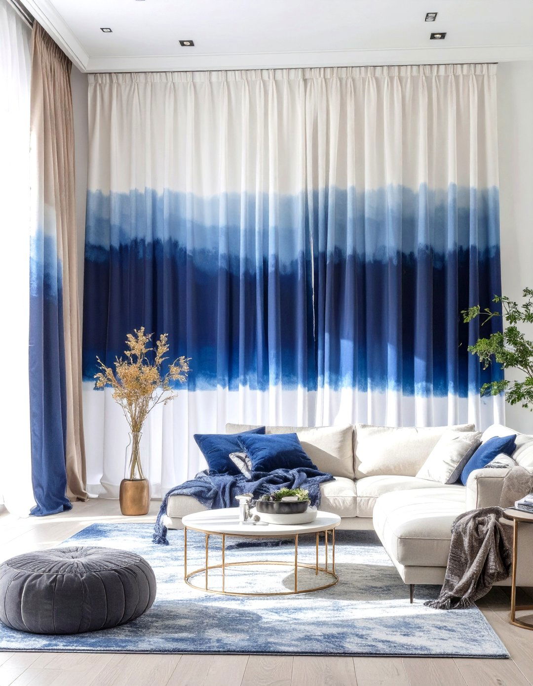 Ombre Dyed Curtains - 30 modern curtain designs for living room
