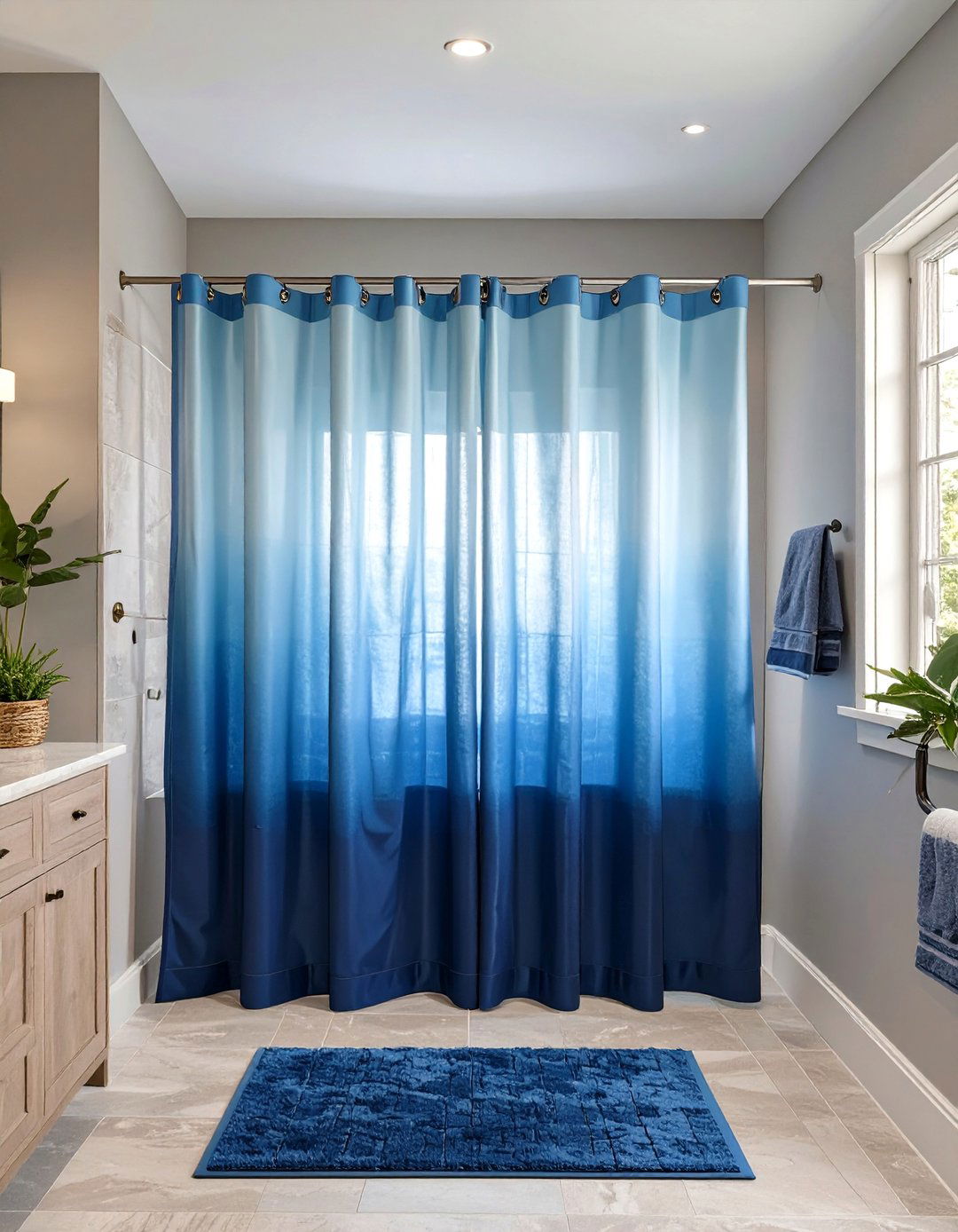 Ombre Gradient Bathroom Curtain - 30 bathroom curtains ideas