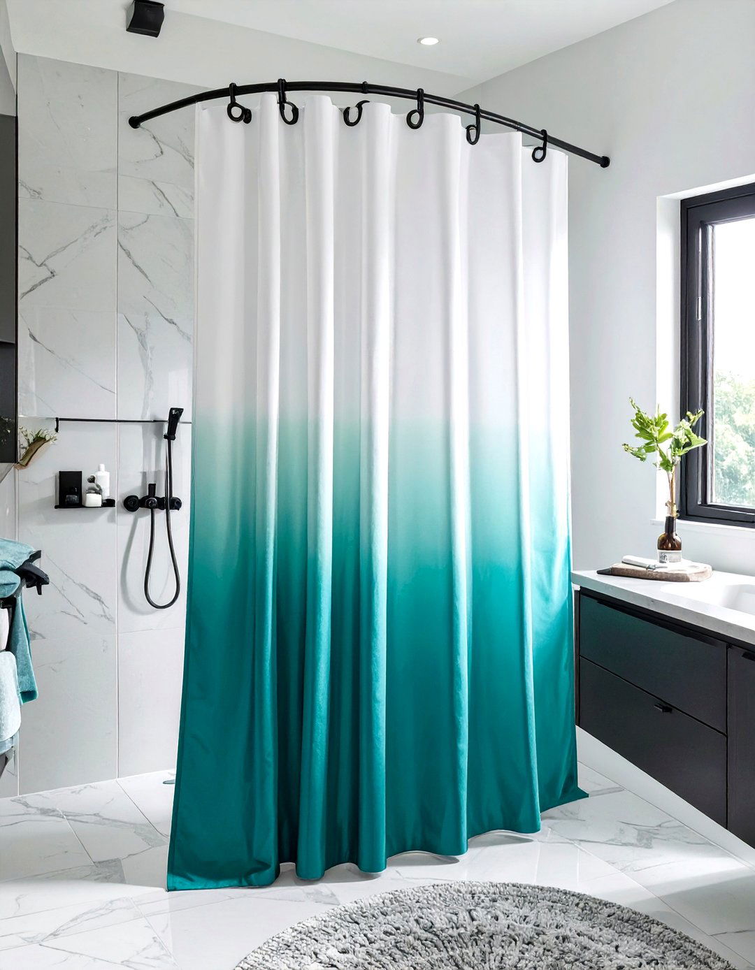 Ombre Gradient Shower Curtain - 30 shower curtain ideas