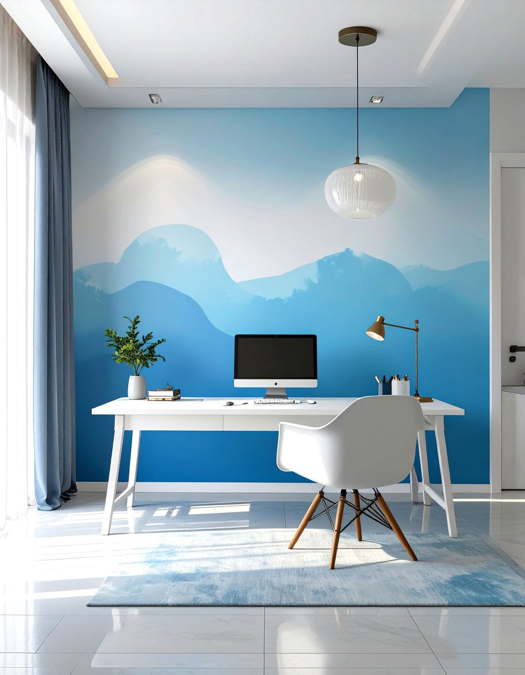 Ombre Gradient Wall Office Wallpaper - 30 office wallpaper ideas