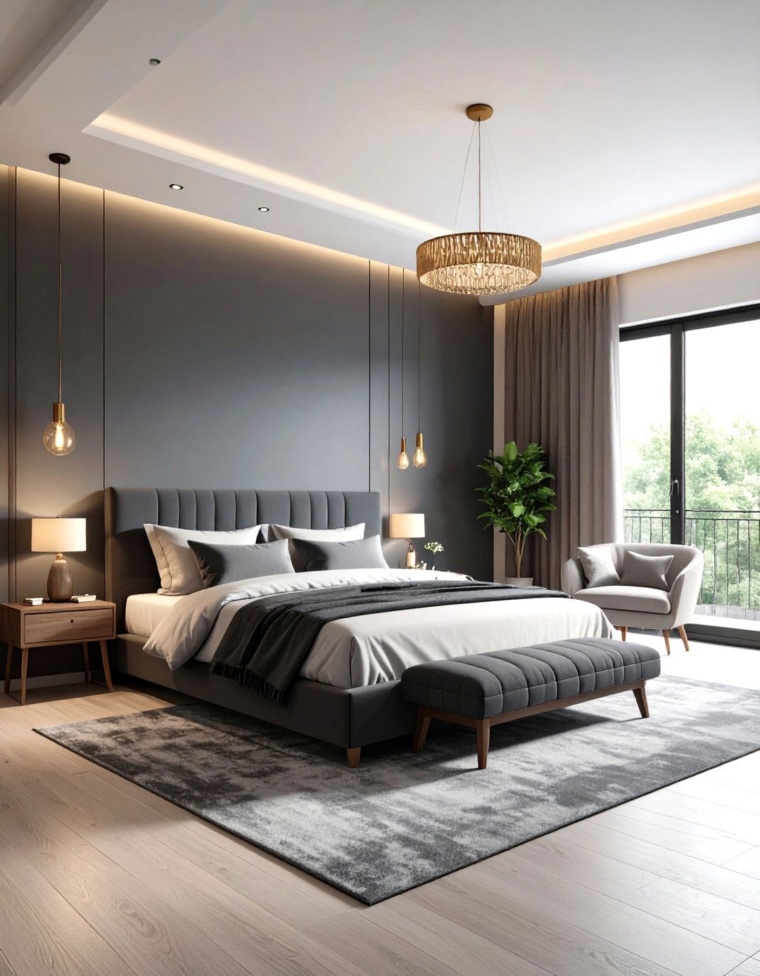 Ombre Gray Wall Bedroom - 30 gray bedroom ideas