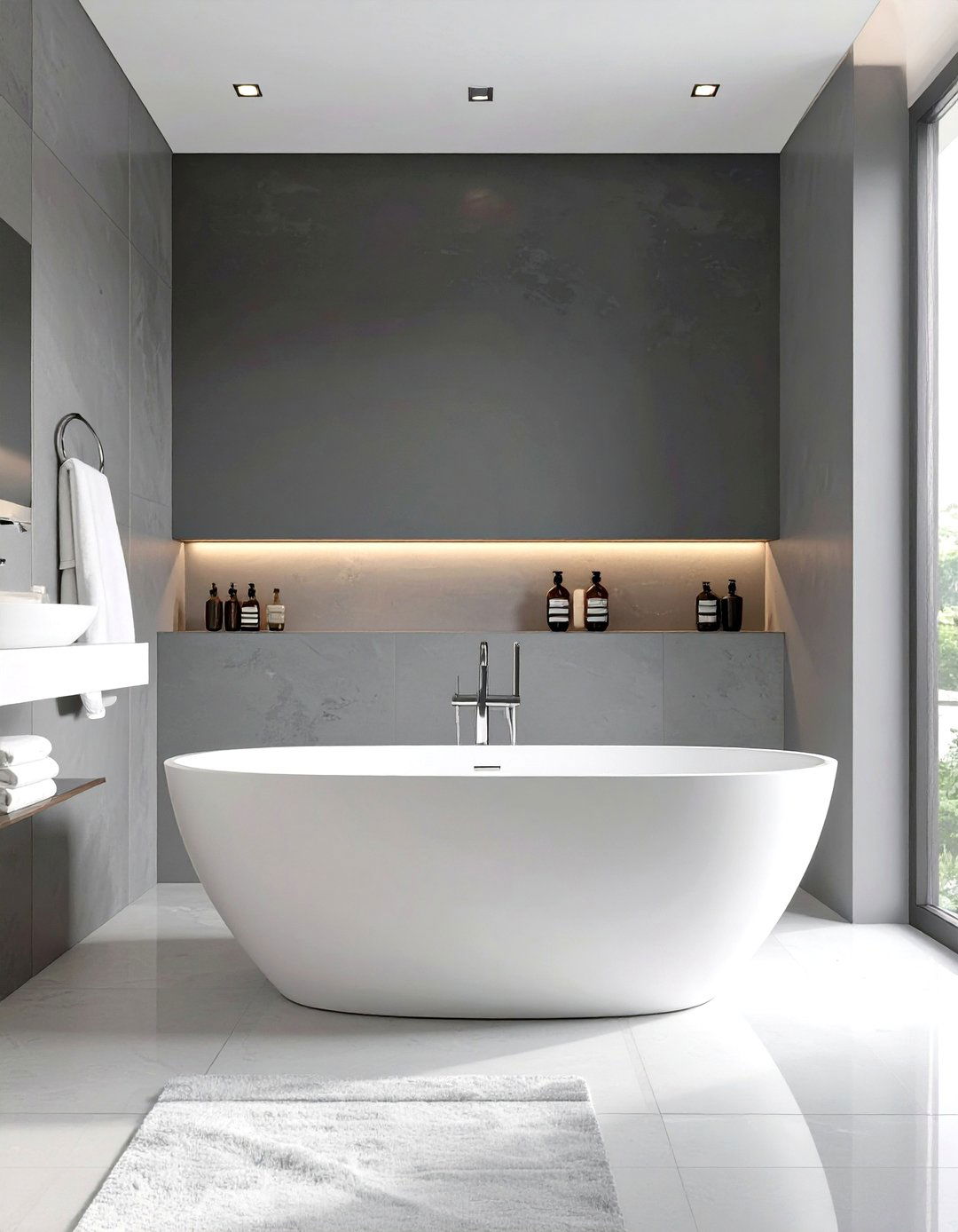 Ombre Grey Wall Bathroom - 30 grey and white bathroom ideas