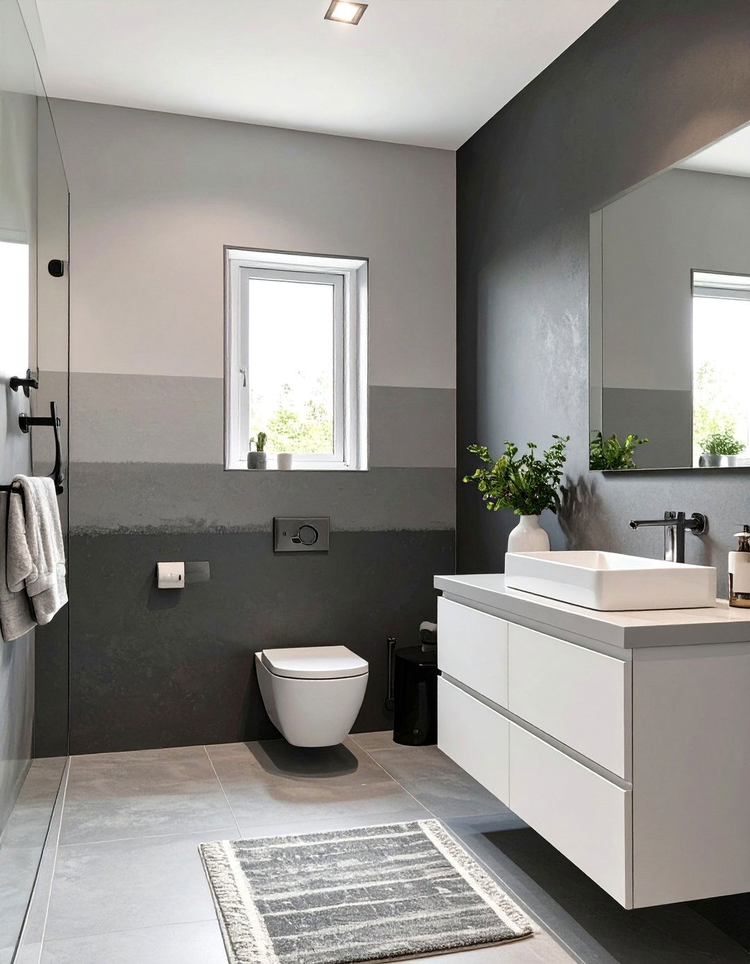 Ombre Grey Wall Bathroom - 30 grey bathroom ideas