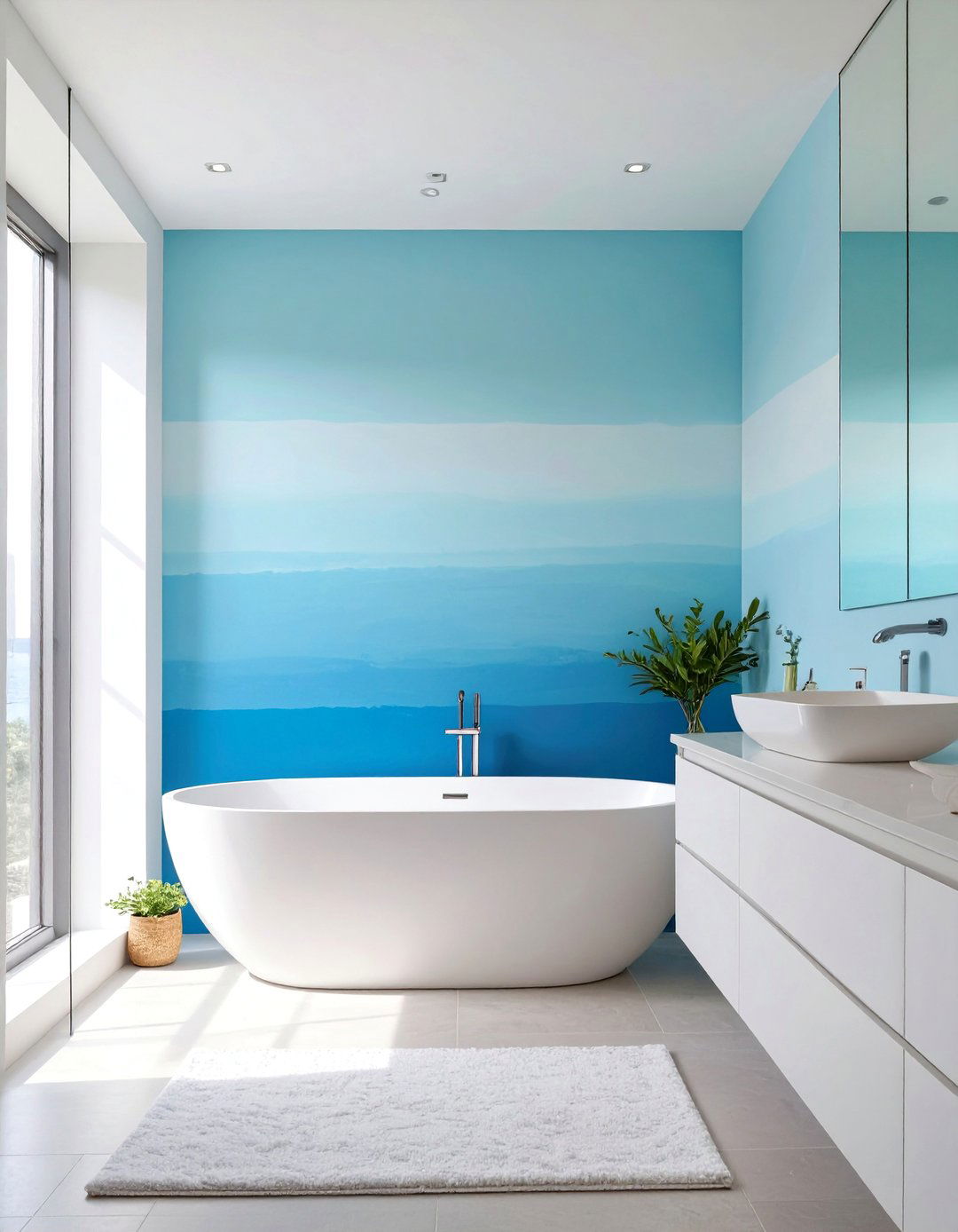 Ombre Painted Bathroom Walls - 30 bathroom wall ideas