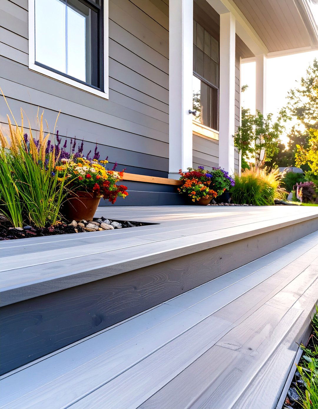 Ombre Stained Horizontal Wood Skirting - 30 horizontal deck skirting ideas