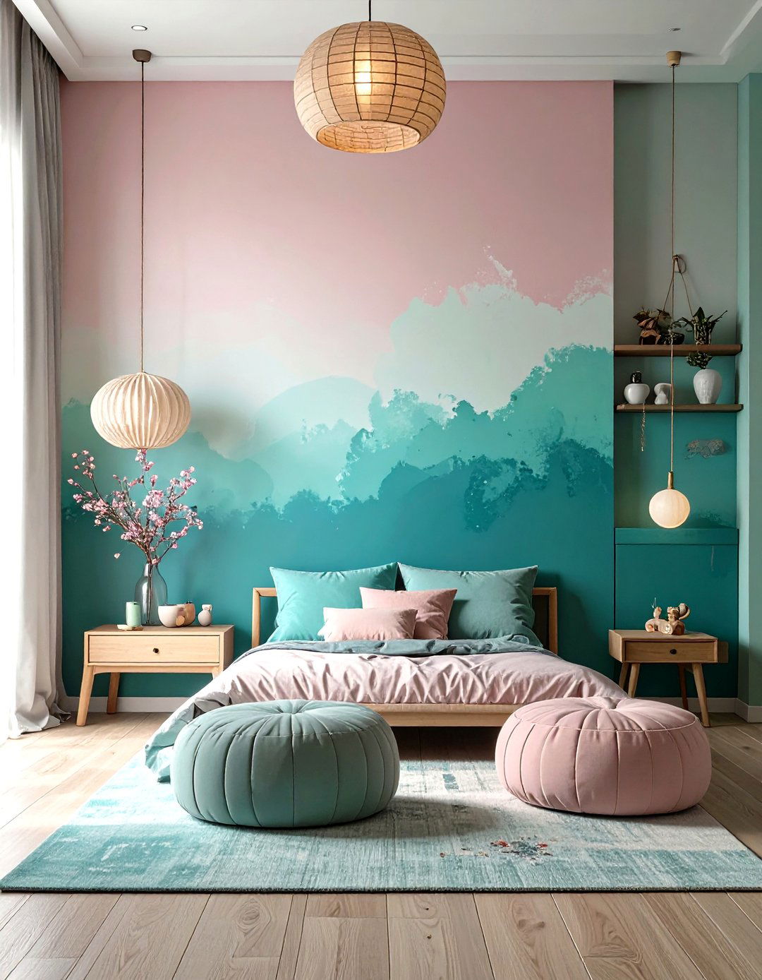 Ombre Wall Effect - 30 girls room paint ideas