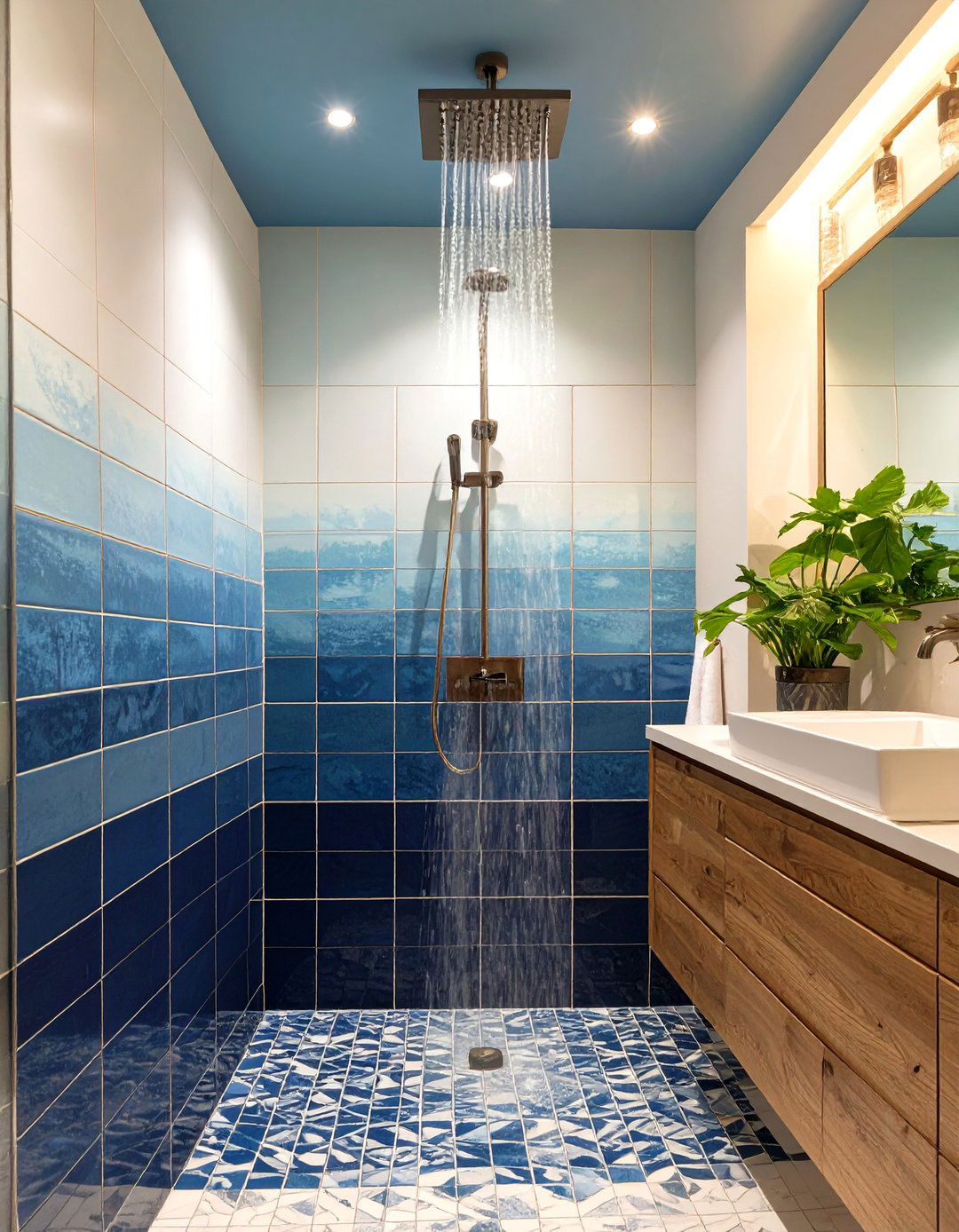 Ombre or Gradient Tile Effect - 30 tiled shower ideas