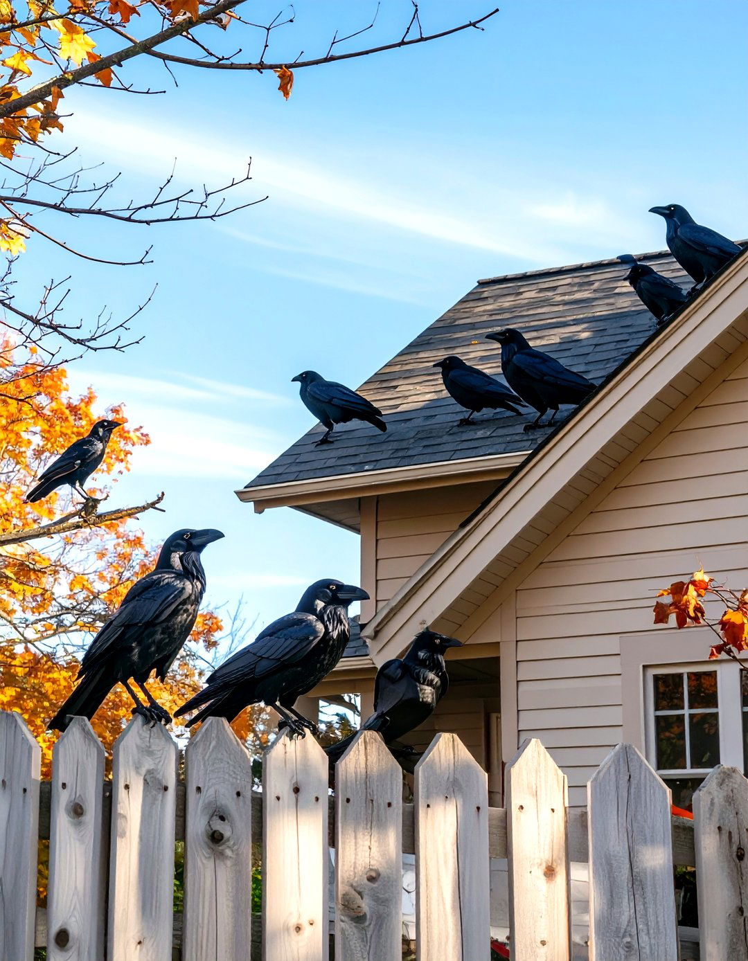 Ominous Raven and Crow Gathering - 30 outdoor halloween decoration ideas