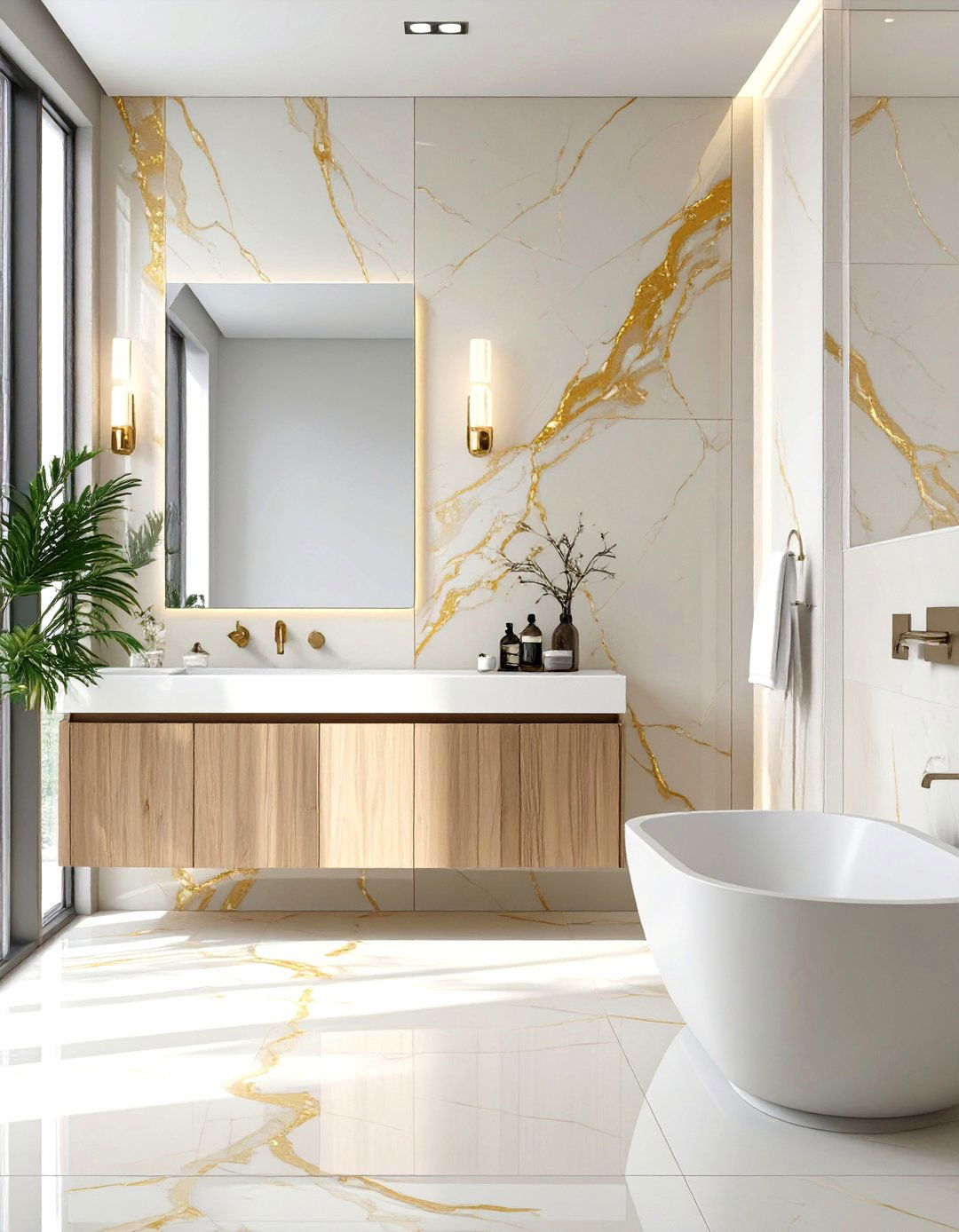 Onyx Look Porcelain Tiles - 30 tile ideas for bathroom