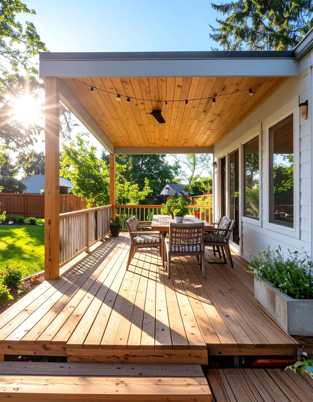 Open Air Deck Style Porch - 30 mobile home porch ideas