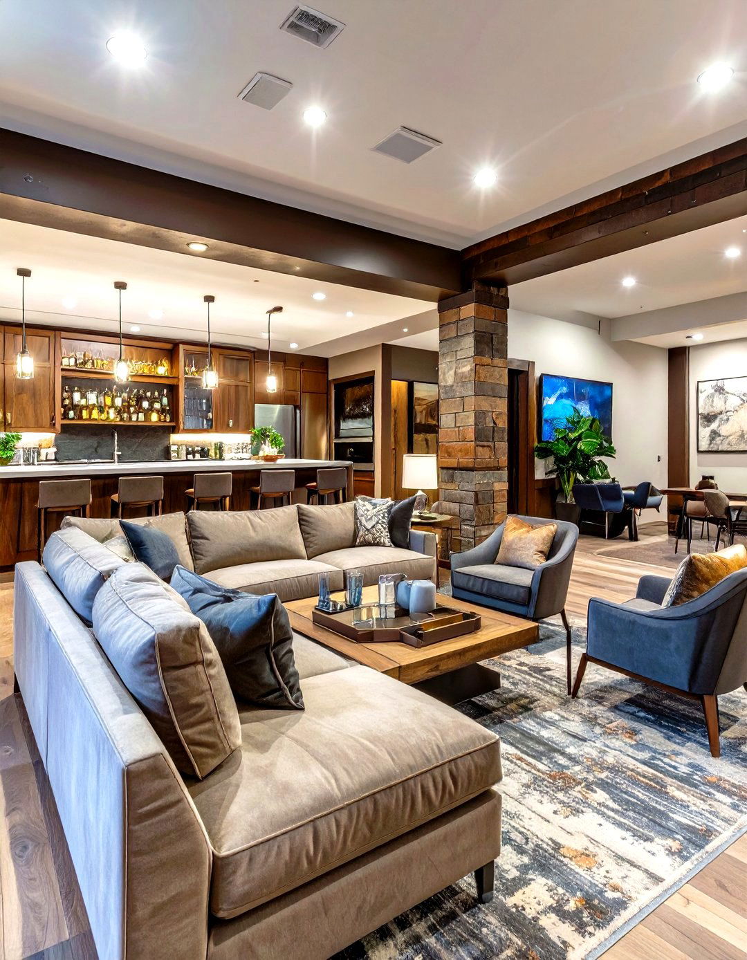 Open Concept Bar and Lounge - 30 wet bar basement bar ideas