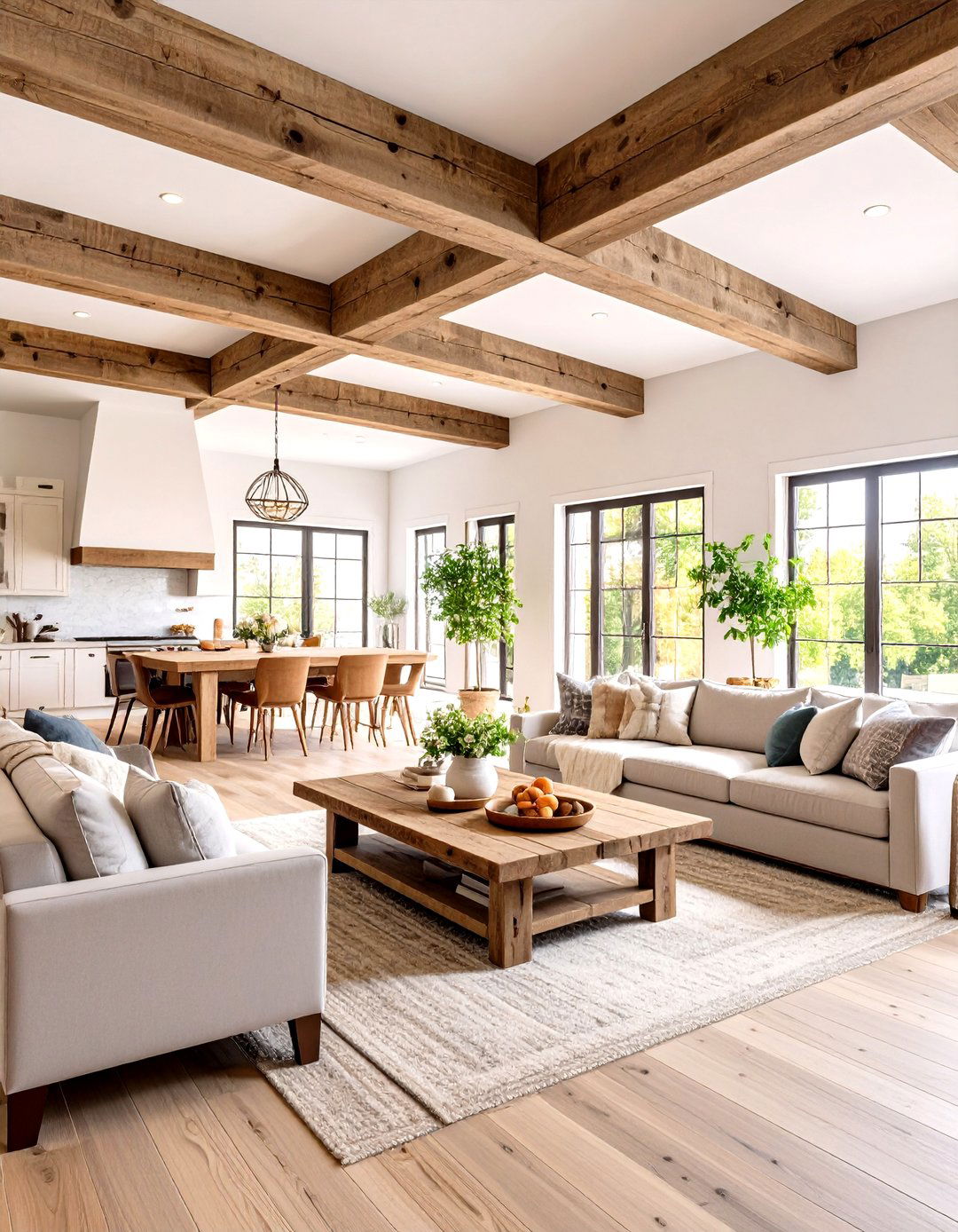 Open Concept Farmhouse Living and Dining - 30 farmhouse interior design ideas