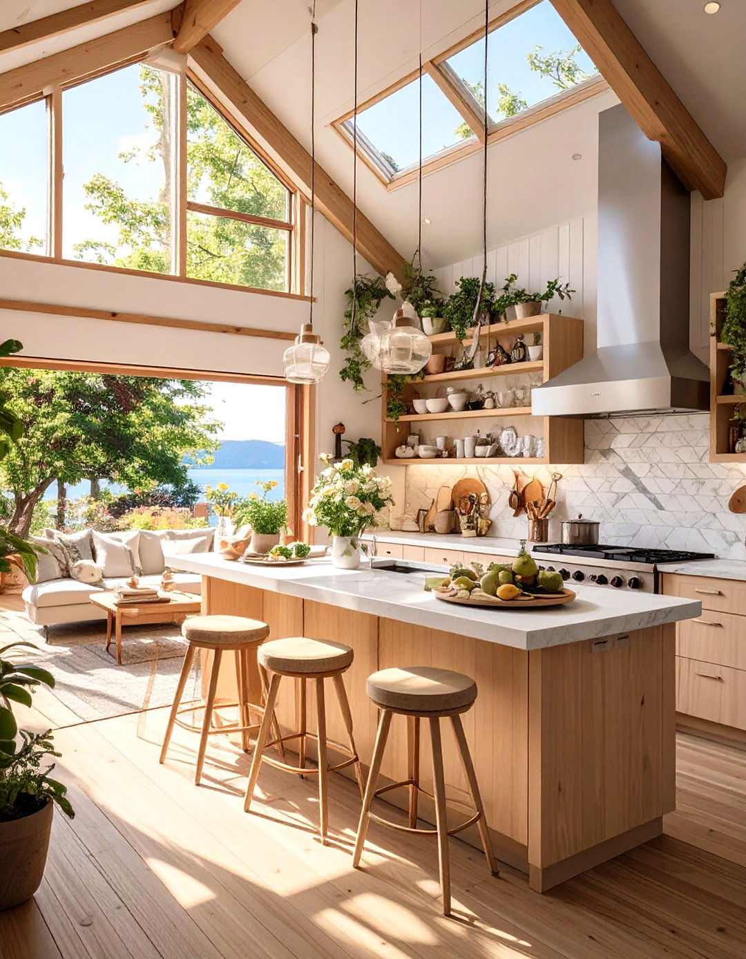 Open Concept Kitchen with an Island - 30 mobile home kitchen ideas