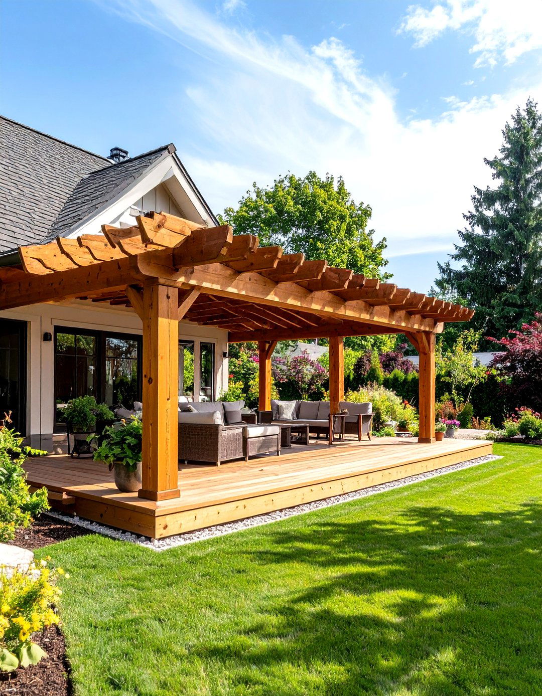 Open Rafter Wood Patio Roof - 30 patio roof ideas attached to house
